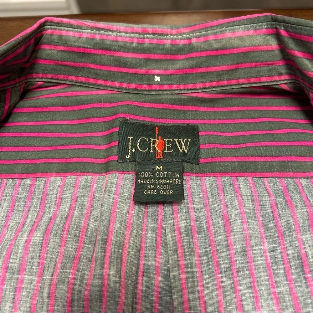 J. Crew Always Striped Short Sleeve Button down Shirt in Pink Green Men’s Size M